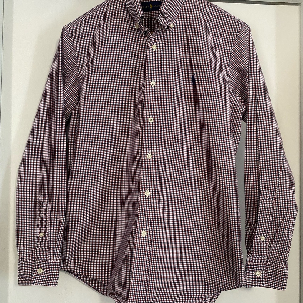 Ralph Lauren Men's Checkered Shirt - Blue and Red